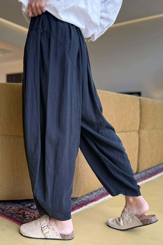 Noa Linen Blend Sia Barrel Trouser Black